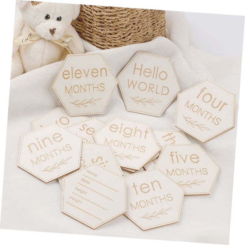 Wooden Milestone Cards For Newborn Photo Props 12Pcs Safe Durable Design - Image 2